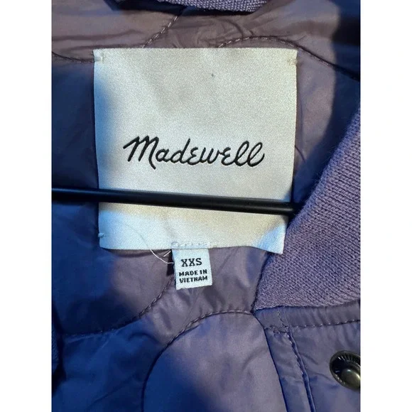 Madewell Quilted Oversized Bomber Jacket‎ Smokey Grape Size XXS purple - Picture 7 of 8
